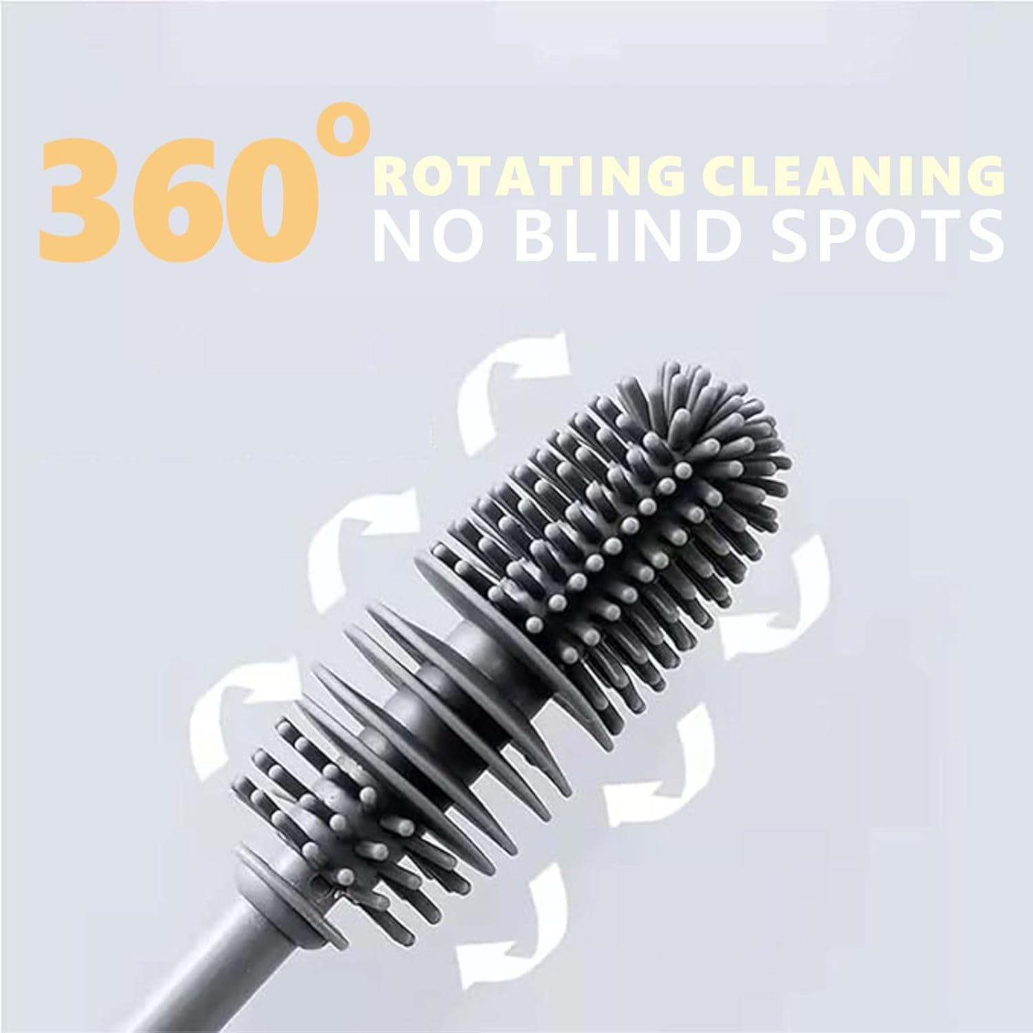 Silicone Bottle Brush,Silicone Bottle Cleaning Brush with Long Handle，Be Suited to Cleaning Narrow Neck Containers, Vacuum Sports Bottle, Tumblers, Flask, Glassware (2 Pack, Black and White) image number 2