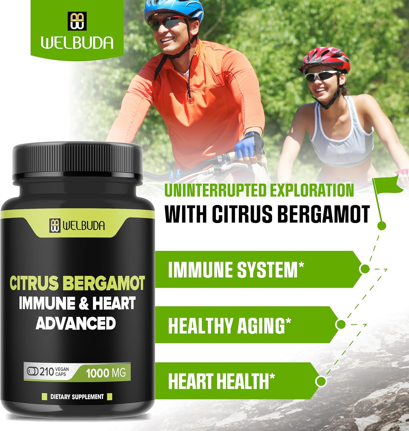 Citrus Bergamot Capsules with Advanced Immune Blend Elderberry, Echinacea, Garlic Bulb, Olive Leaf, Astragalus & Heart Blend Black Chokeberry, Olive Leaf, Hawthorn, Garlic and Hibiscus - 210 Pills image number 4