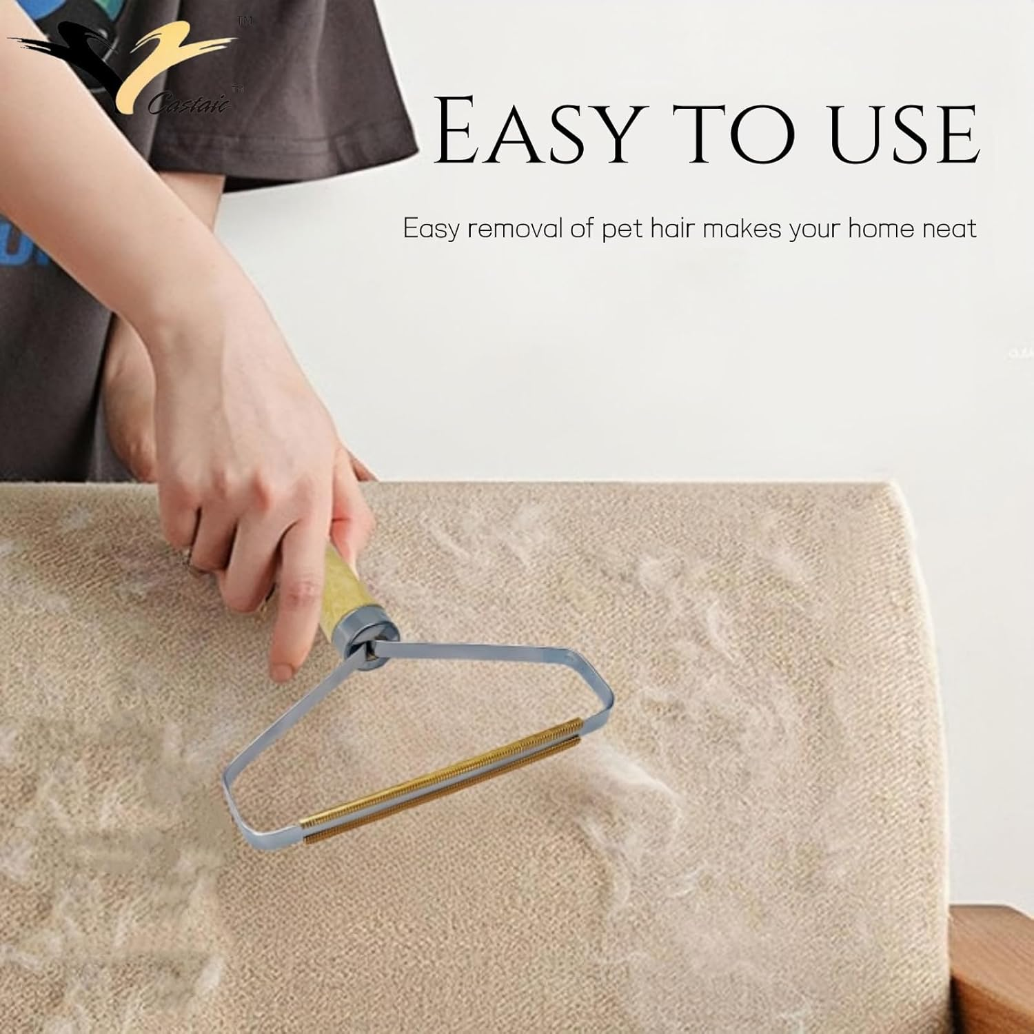 Castaic Pet Hair Remover, Fur Removal Tool, Portable Carpet Scraper, Efficiently Removes Dog Hair & Cat Hair Dust in Carpets and Furniture image number 4
