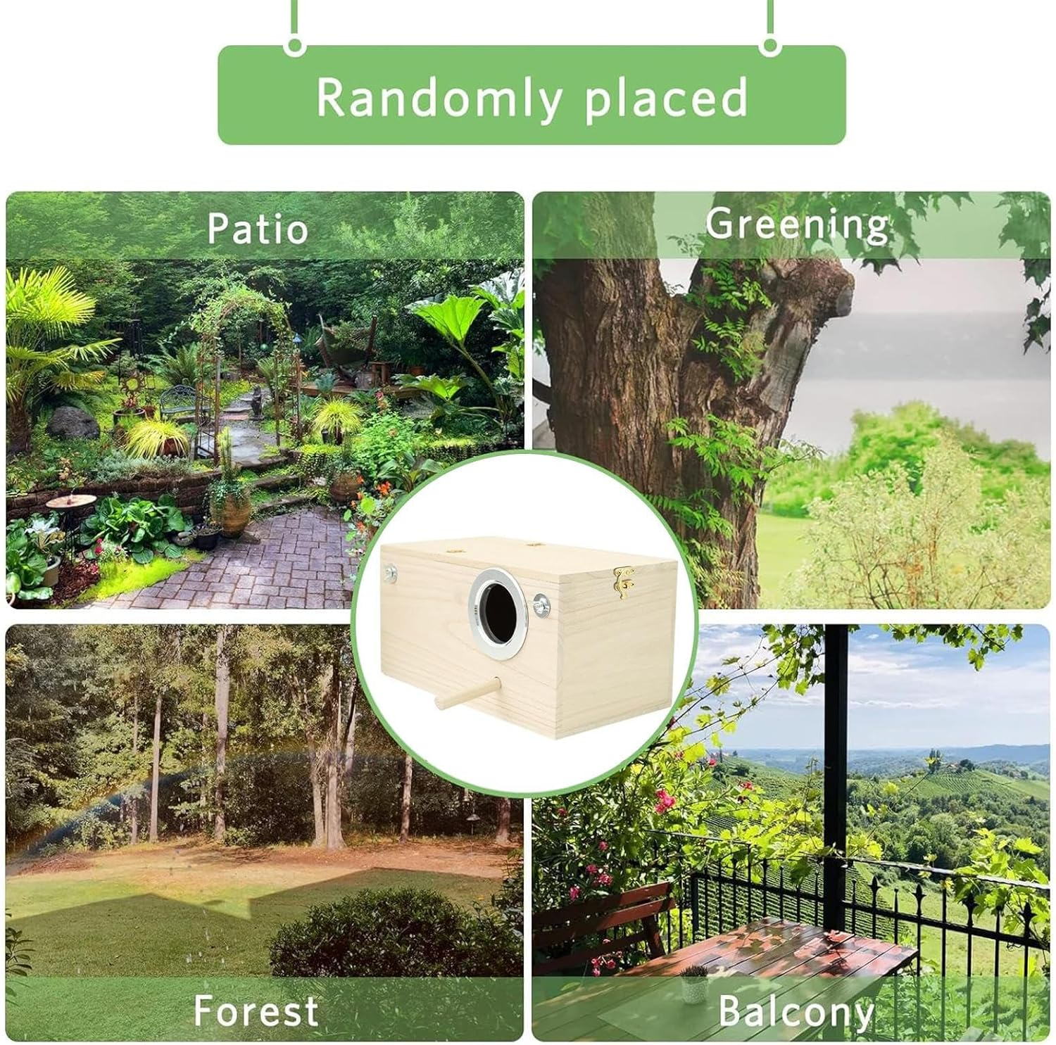 Budgie Nesting Box - Bird Nest Box for Budgie | Wooden Nesting Breeding House | Nesting Boxes for Birds with Perch Stand, Bird Cage Mating Box for Budgie Finch Cockatiel Conure image number 3