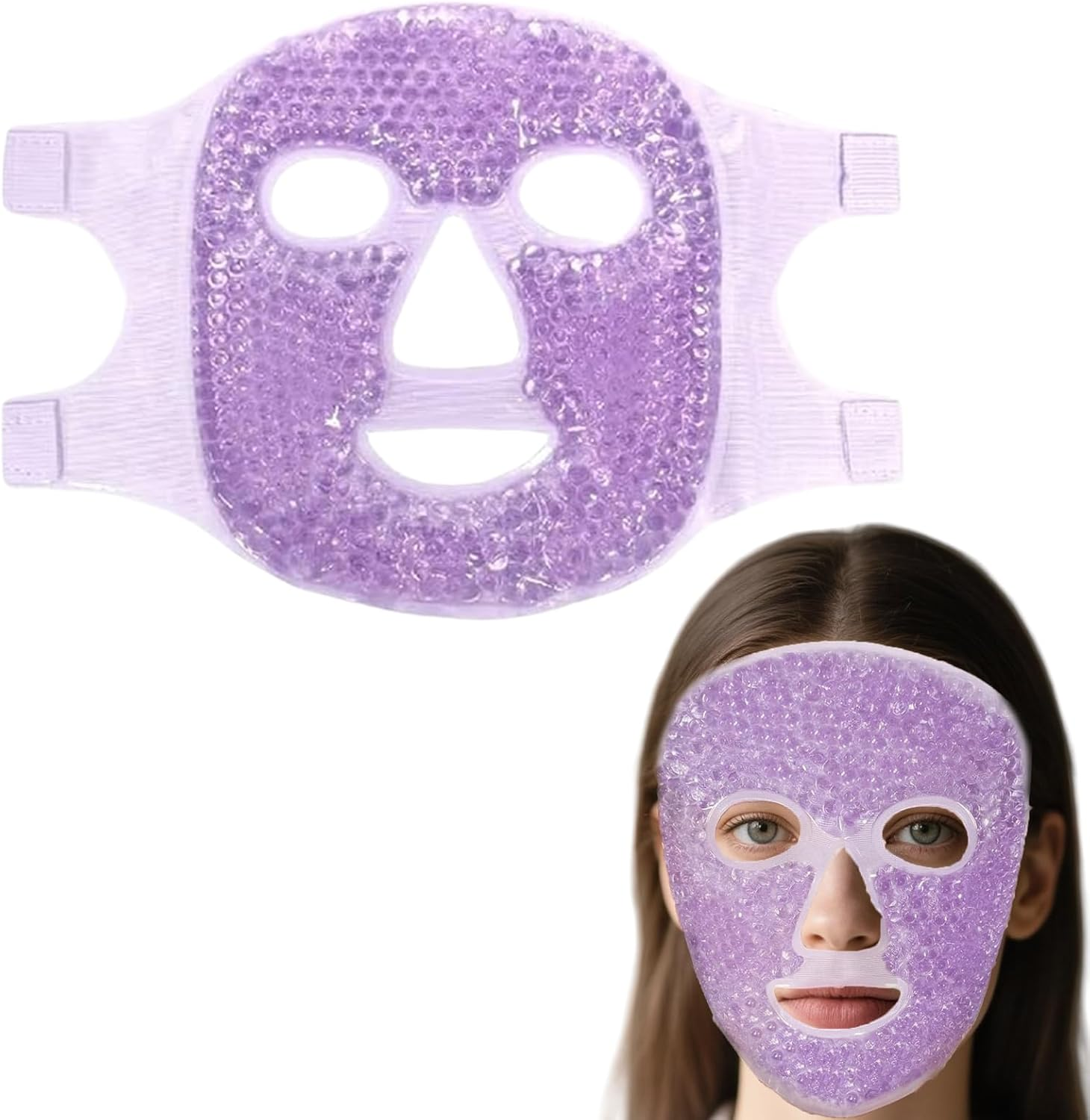 Face Ice Pack for Puffiness - Reusable Cold Gel Mask for Eyes & Face, Relieve Dark Circles, Eye Bags, Dry Eyes, Headaches, Migraines and Stress, Ideal for Post - Surgery Sleep Compress (Purple) image number 5