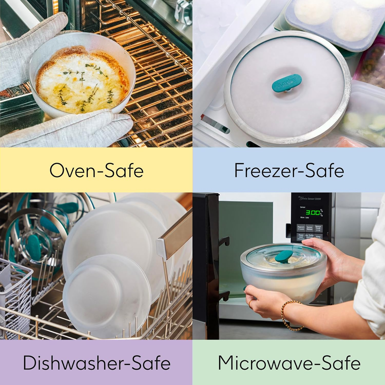 Anyday Microwave Cookware Dish | 1.9L Borosilicate Glass Mixing Bowl with Lid | Leakproof, Freezer & Dishwasher Safe | Safe Container for Steaming, Reheating, and Cooking | 20Cm image number 2