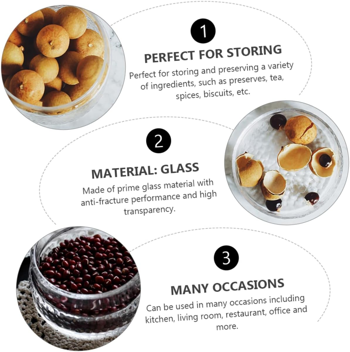 Alipis Chic Glass Storage Jars for Pantry Grain Jars Lid Home Kitchen Organisation image number 6