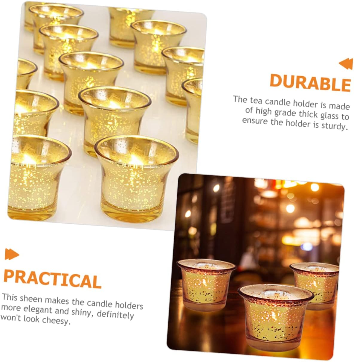 OSALADI 12Pcs Candlestick Cup Glass Holder Multi-Use Decorative Candle Cups for DIY Tealight Candle Holders Compact