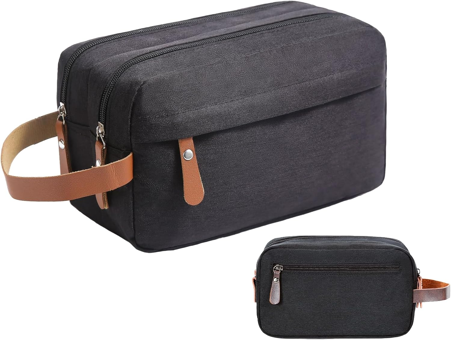 Viiotu Toiletry Bags, Wash Bag, Shower Bag, Mens Toiletry Bags, Ideal for Travel. Spacious Storage with Multiple Zippers, 300D Durable Fabric (Black)