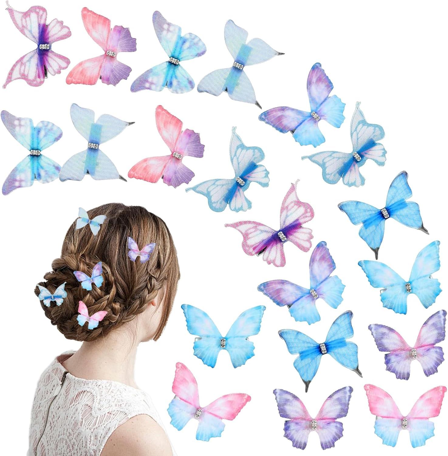 Butterfly Hair Clips, Pack of 20 Hair Accessories, Butterfly, 3D Butterfly Hair Clip, Butterfly Hair Clip, Butterfly Headband, Gifts for Women and Girls image number 5