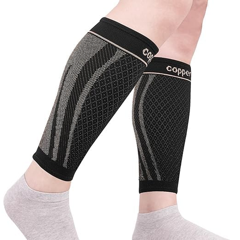 Calf Compression Sleeve Men Footless Compression Socks Women for Shin Splint Varicose Vein Football Running (Black, XL) image number 2