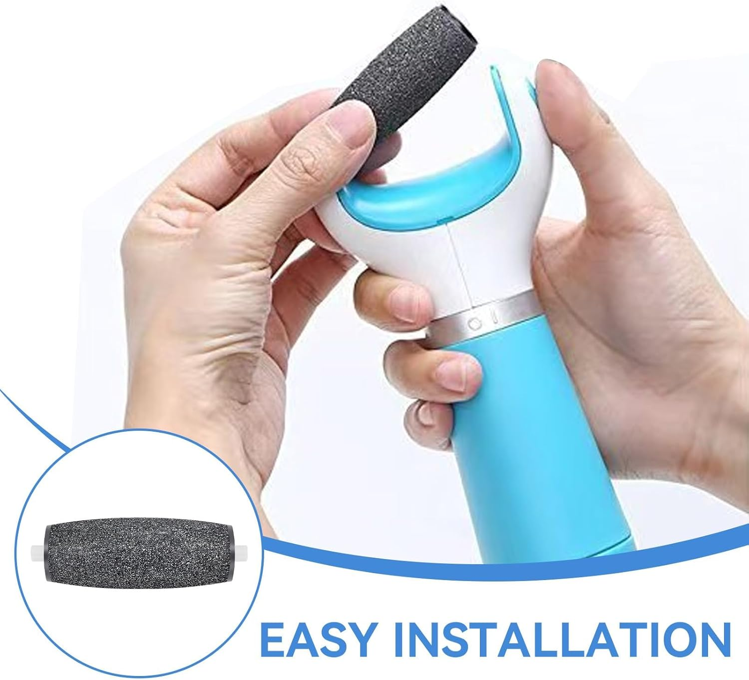 8 Pack Replacement Rollers Heads Refills Compatible with Scholl Velvet Smooth Replacement Roller Refill Hard Skin Remover Electronic Foot File Electric Pedicure Tools for Feet Black image number 3