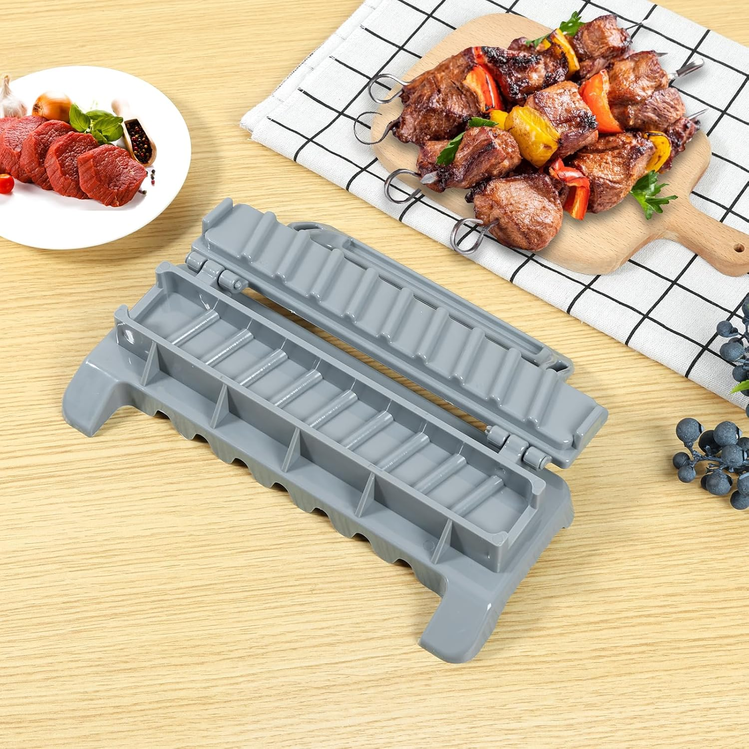 Fizocosisto Plastic Kebab Maker Machine Press, Reusable Easy Kebab Maker Barbecue Skewers,Kebab Maker Grill Tool for Turkish Kebab Outdoor Barbecue Party BBQ Gadget image number 4