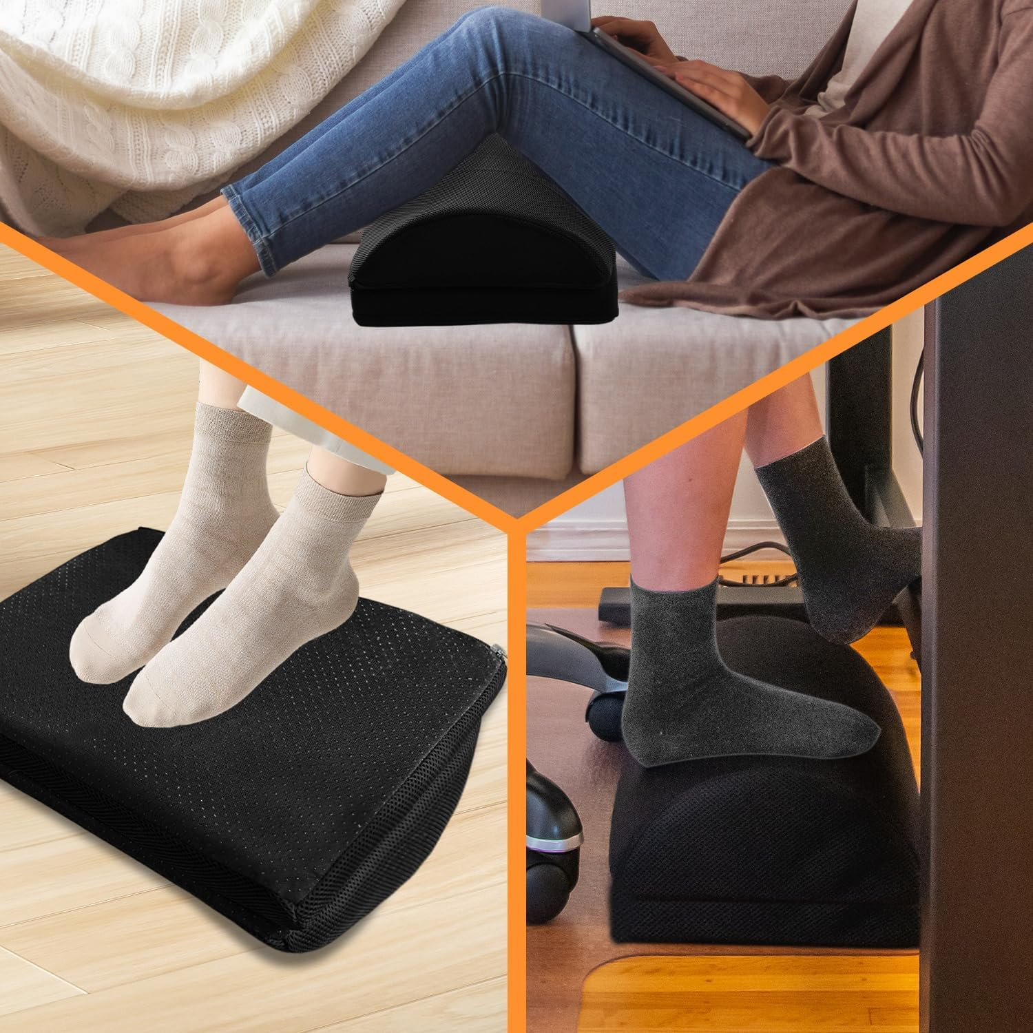 Simofuze Foot Rest under Desk, Ergonomic Footrest, Foot Pillow with Memory Foam, Adjustable Detachable Cushion, Desk Foot Rest with Anti-Slip Cover, Foot Stool for Office, Home and Gaming image number 3