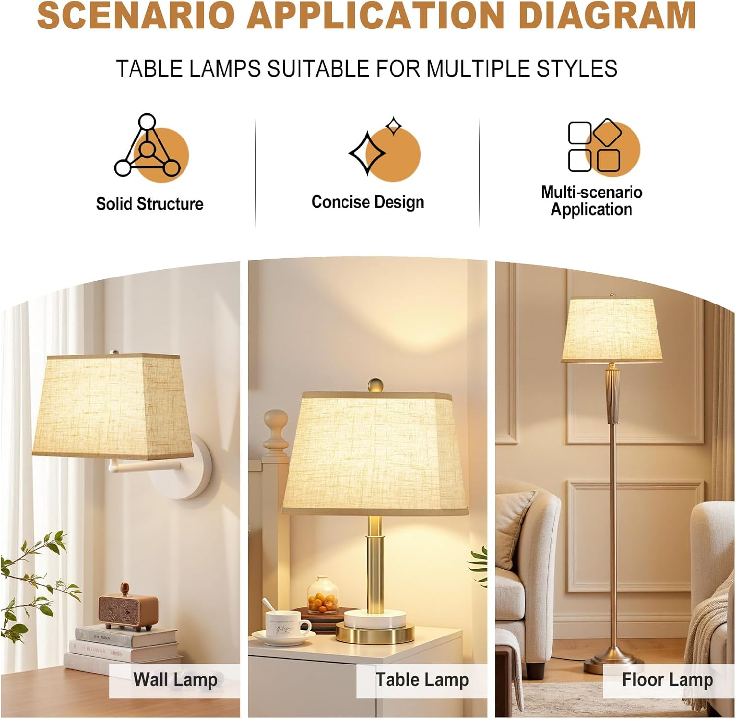 Square Lamp Shade, Large Beige Linen Lampshade, Top 7"X12.5", Bottom 9"X15", Height 9.8", Rectangular Lamp Shade With1 Shade Bracket,2 Adapters, Fits Table,Floor and Wall Lampshade, Easy Install image number 3