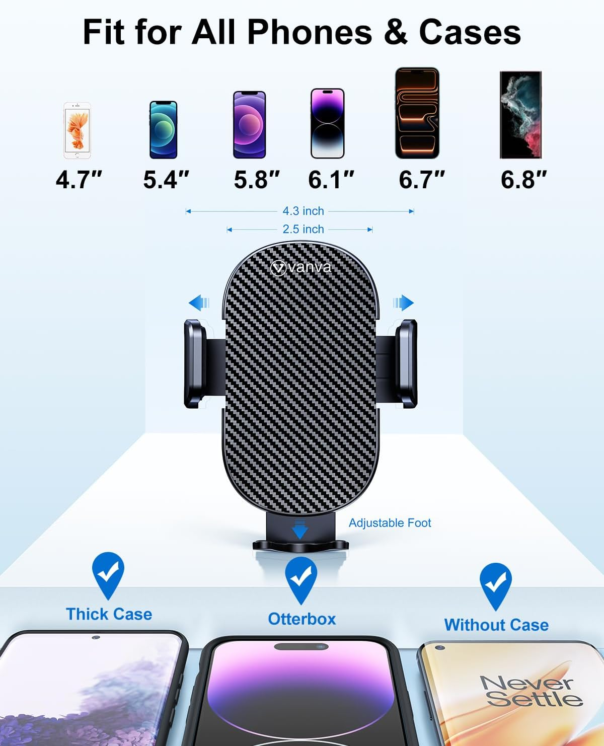 Vanva [ Military-Grade Protection ] Car Phone Mount, Phone Holder for Dashboard/Windshield/Air Vent, Easy Clamp Mount Compatible with Iphone 17 16 15 14 13 Pro Max (B1) - B1 image number 5