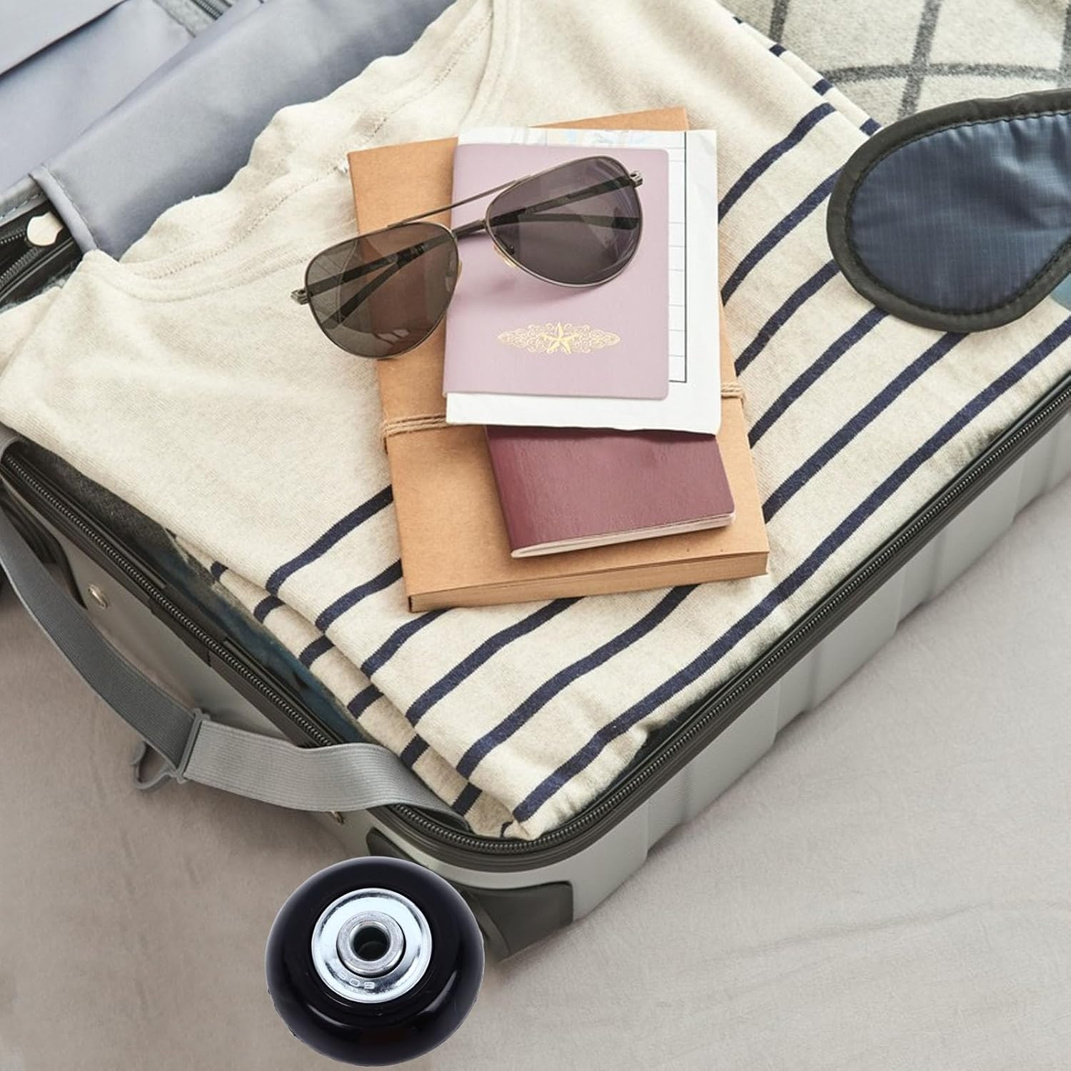 Luggage Wheels, 2Pcs Mute Suitcase Replacement Wheels, Flexible 360 Spinner 40Mm 50Mm Case Wheels, Universal Rubber Swivel Trolley Casters, Bearings Repair Tools for Caster Board