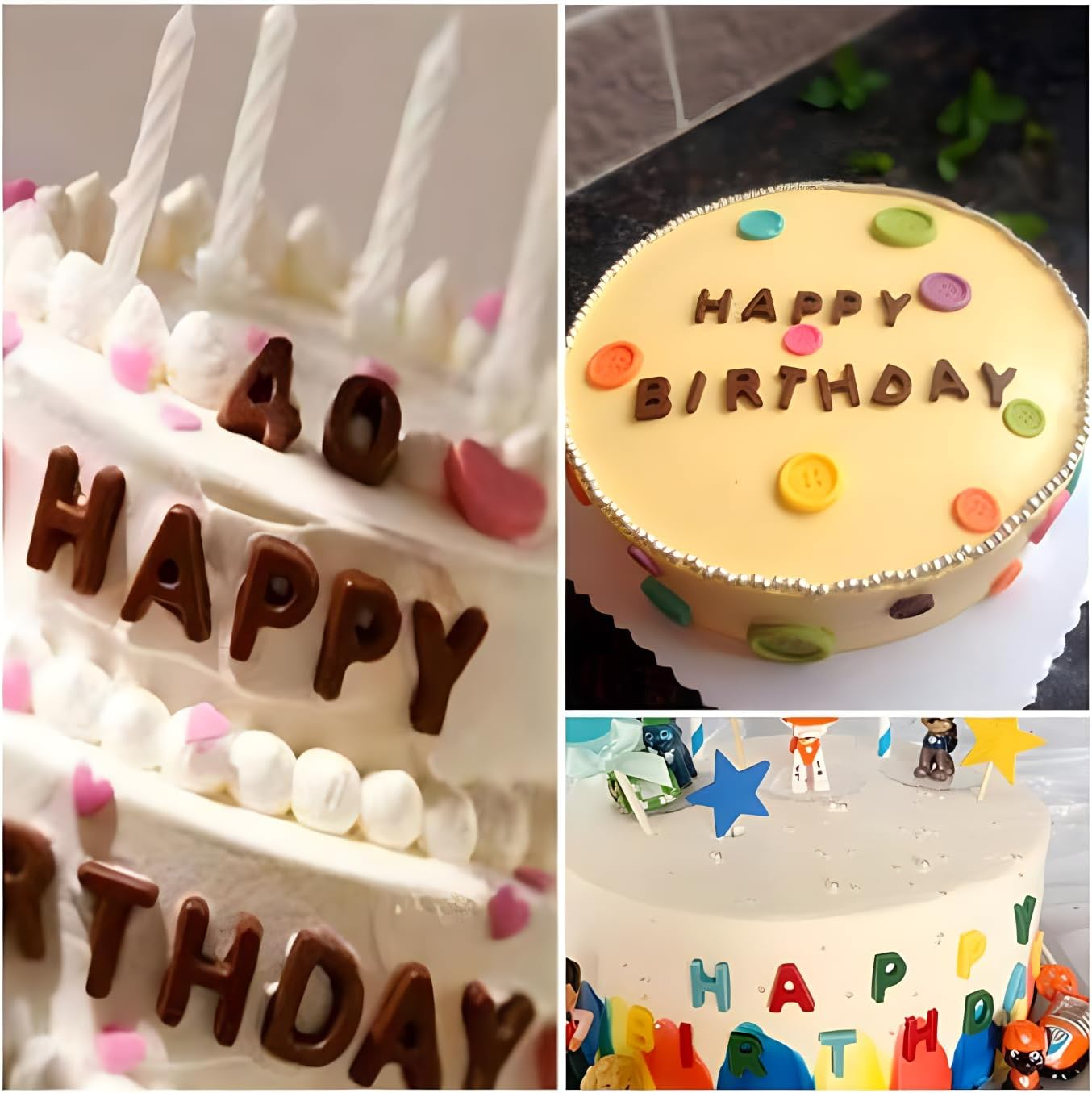 Chocolate Silicone Mold, 2 Pcs Silicone Letter Molds and 2 Pcs Number Chocolate Molds with Happy Birthday Cake Decorations Symbols for DIY Cookies, Chocolate, Candy, Jelly. image number 6