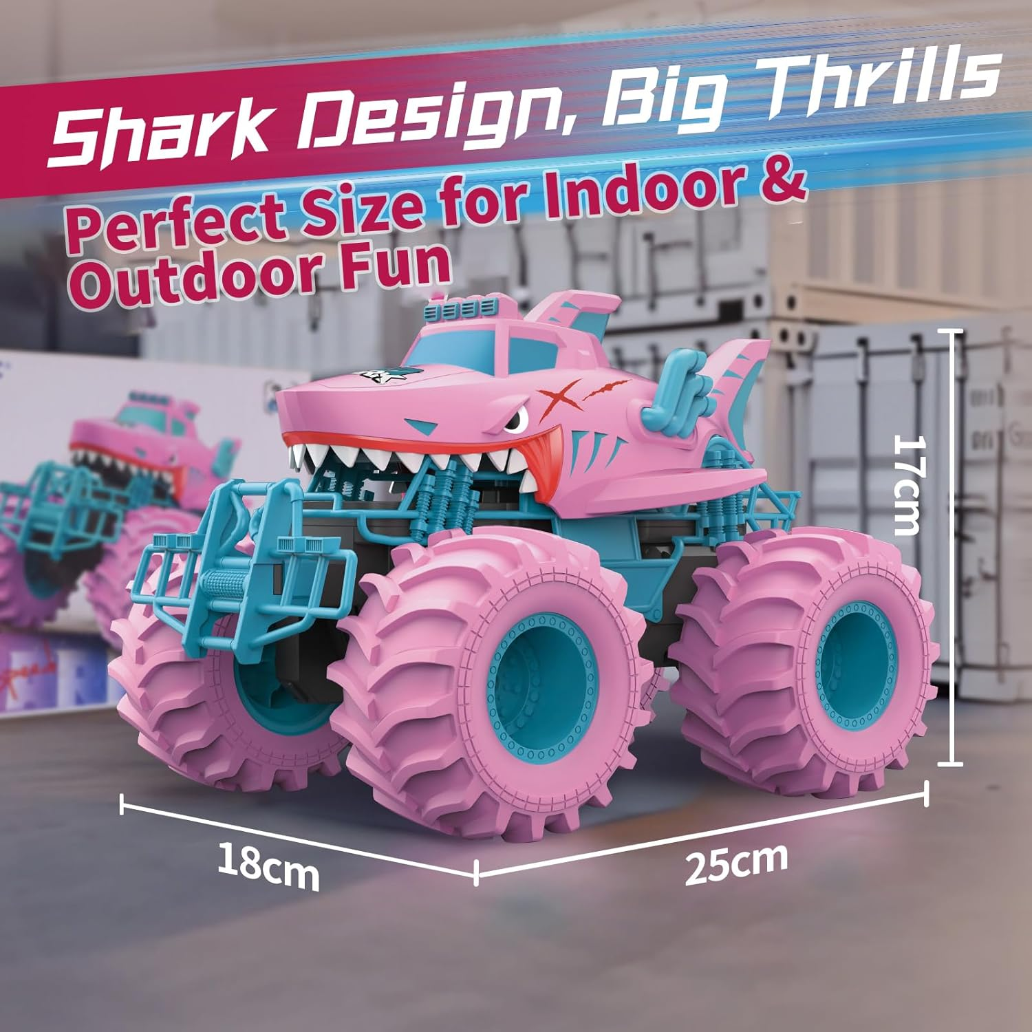 Pink Shark Waterproof RC Monster Truck Toys - Amphibious Remote Control Car 4WD All-Terrain Vehicle Toy for Girls Ages 4-12, Durable Off-Road Fun for Kids, Indoor & Outdoor Play image number 5