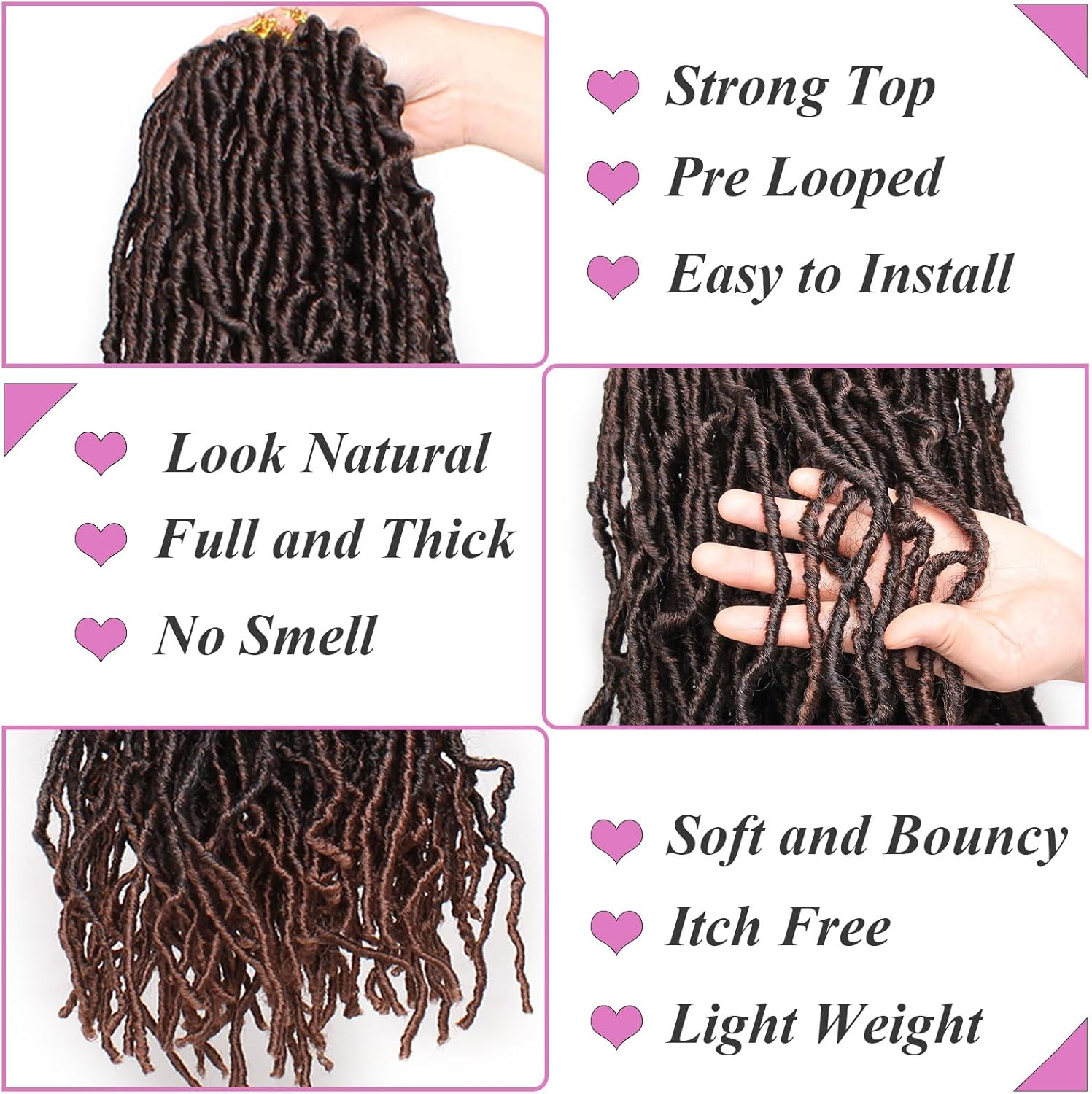 Samtress Long Goddess Soft Locs Crochet Braids 24 Inch New Faux Locs Crochet Hair 7 Packs Ombre Brown Pre-Looped Faux Locs Crochet Hair Extension for Women (#T30) image number 4