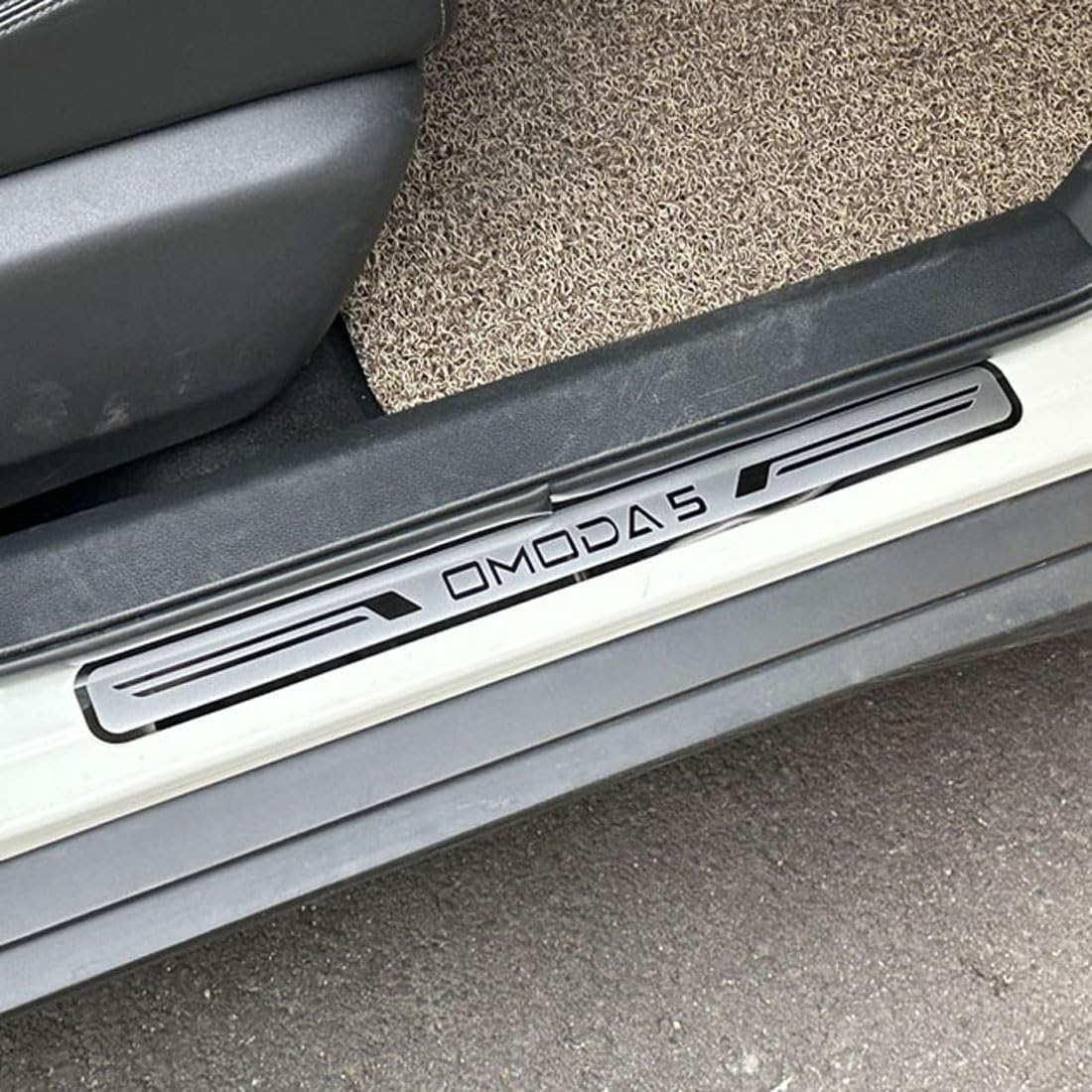 Stainless Door Sill Protector Kick Plate Entry Guard Kit for Chirey Chery Omoda 5 2024 Accessory (Thin Stainless Chrome) image number 2