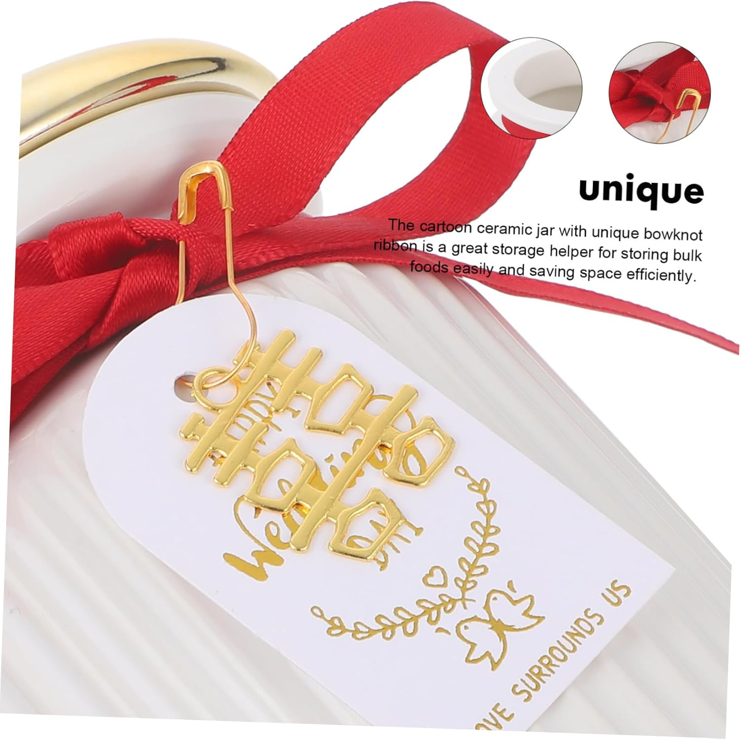 SHOWERORO Ceramic Tea Storage Jar Lid Elegant Canister for Loose Leaf Tea Sugar and Candy Pot Flamingo Design for Home Kitchen Counter image number 6