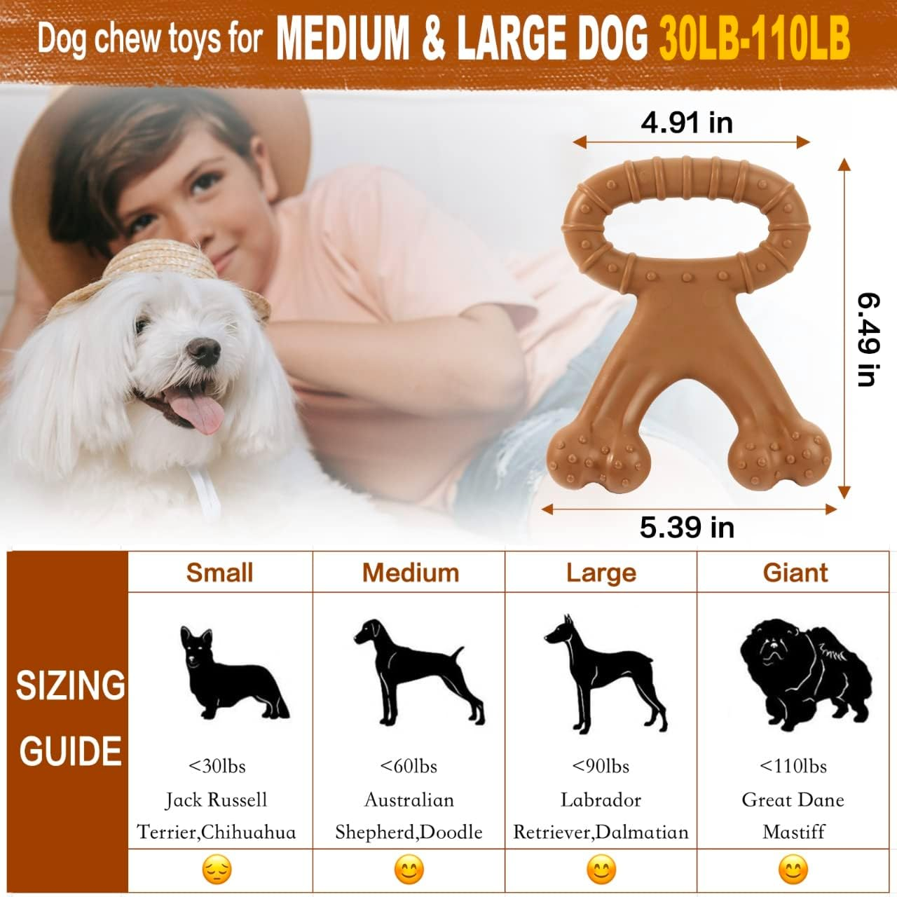VCCLFSIA Durable Dog Chew Toy for Aggressive Chewers, Real Beef Flavor, Dog Chew Bones for Large, Gigant and Medium Dogs, Pitbull image number 6