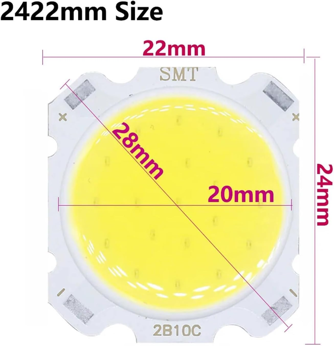 10Pcs 3W 5W 7W 10W LED Source Chip High Power LED COB Side 11Mm or 20Mm Light Bulb Light Lamp Spotlight down Light Lamps White(2422 Size 250Ma,7W 4000K) image number 1