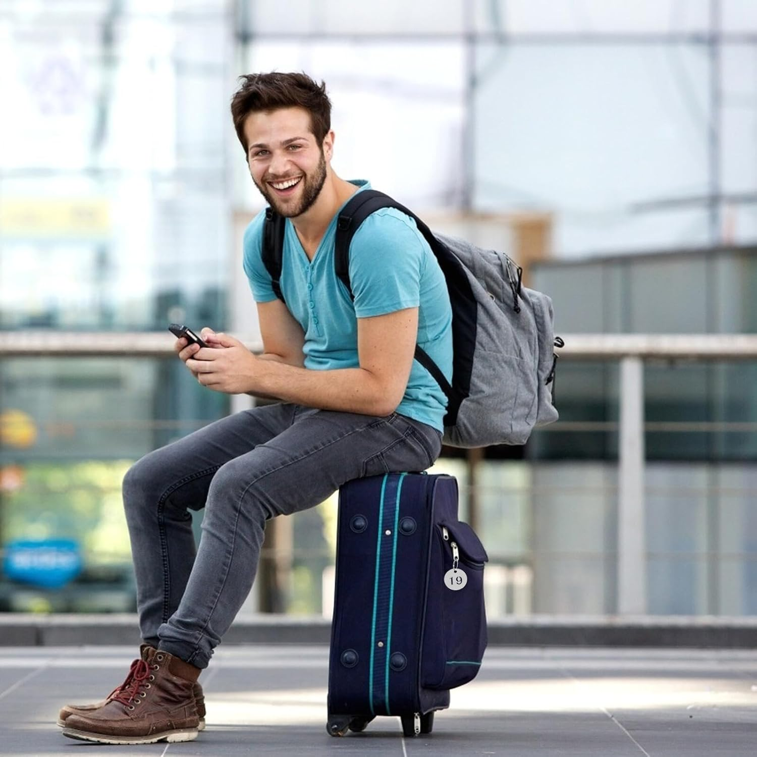 MUCKLILY Stainless Steel Numbered Key Tags Hollow round Metal Key Labels for Travel Luggage Organizing 20Pcs Set image number 4