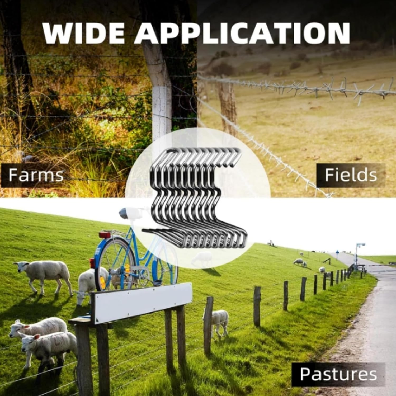 MTJNYZA Fence Wire Tensioner Tool, 20PCS Fence Wire Tightener with 1PCS Tighteners Handle, Barb Wire Fence Tools Wire Tensioner Tool for Wire Fence Farm Garden