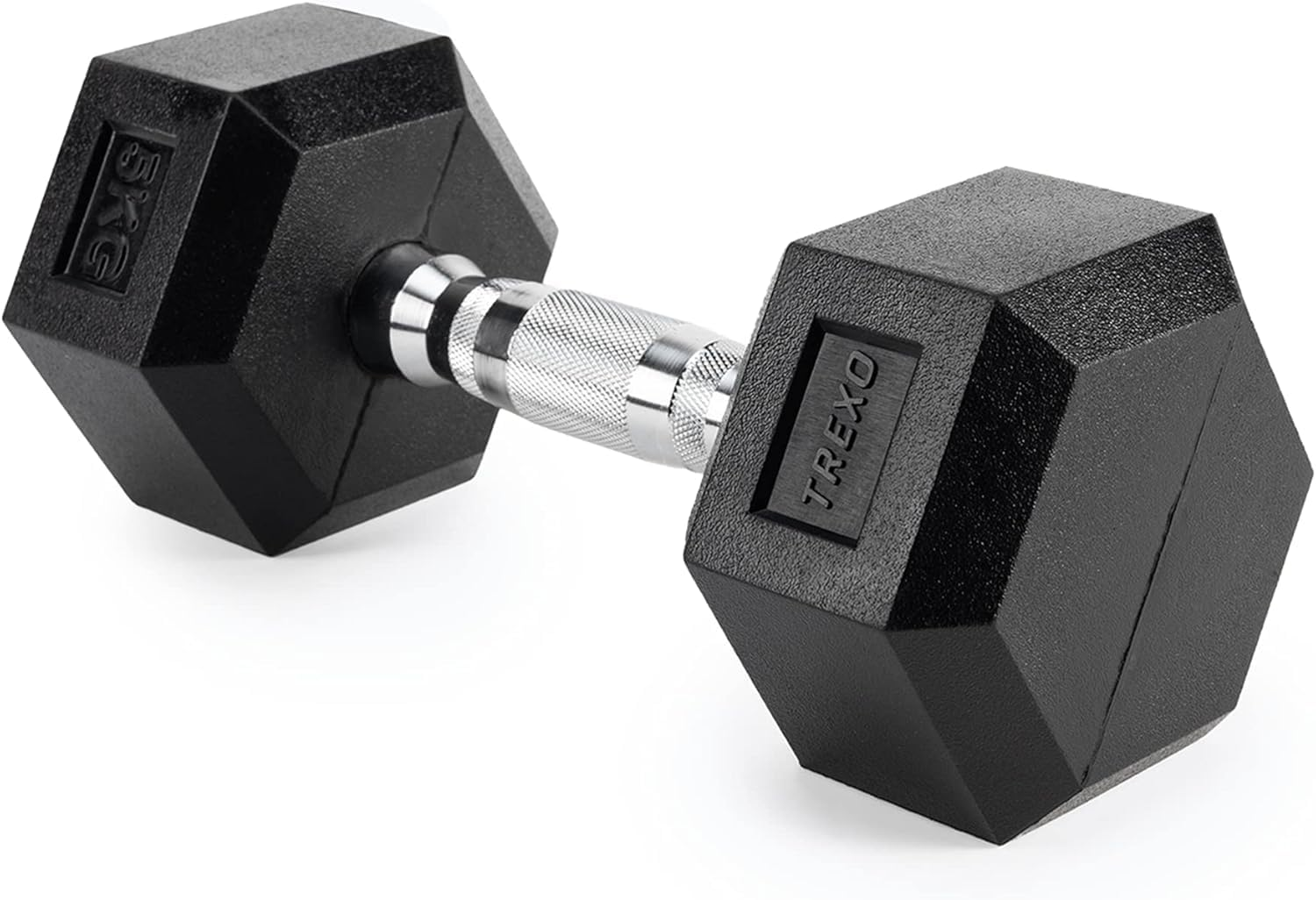 TREXO Hexagon Dumbbell Durable Rubberised Cast Iron for Strength Training at Home with Ergonomic Handle Stable and Versatile Hex Dumbbell