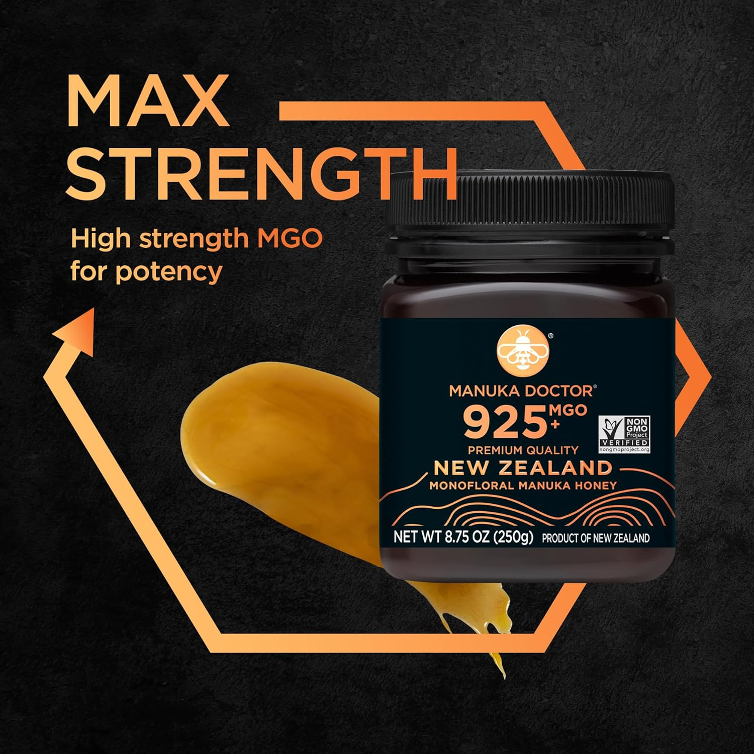 MANUKA DOCTOR - MGO 925+ Manuka Honey Monofloral, 100% Pure New Zealand Honey. Certified. Guaranteed. RAW. Non-Gmo (250G) image number 2