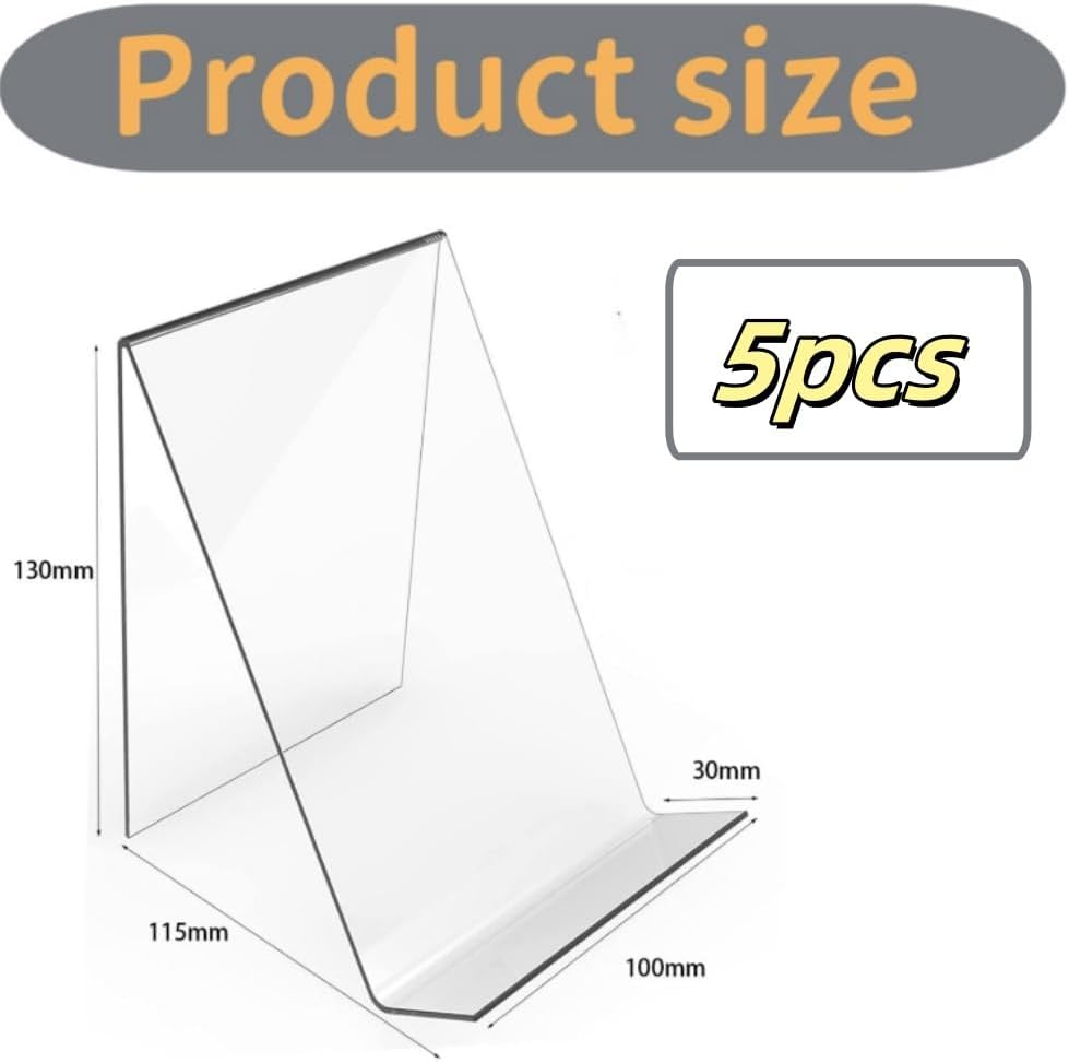 Jindizi 5Pcs Acrylic Book Display Stand Clear Easel with Ledge Tablet Holder for Displaying Books, Pictures, Notebooks, Cds, Artworks, Etc