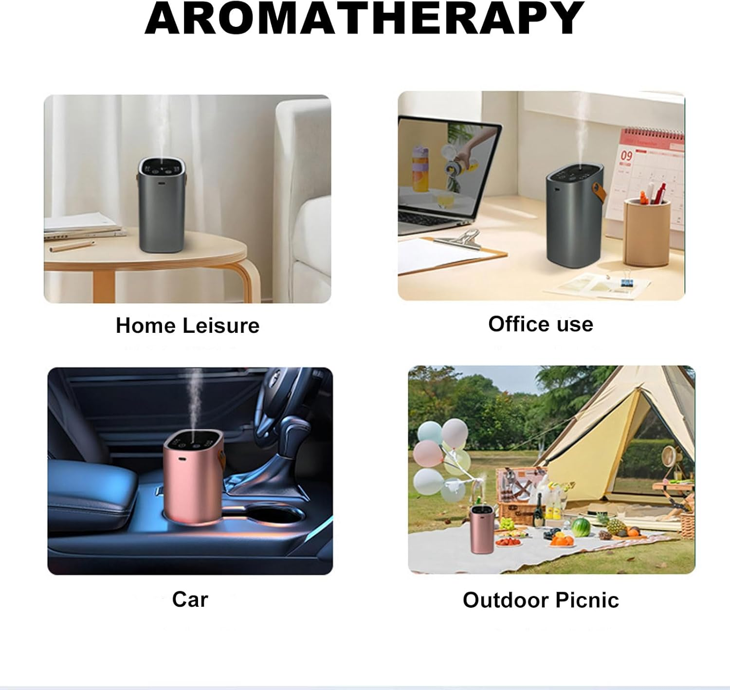 Waterless Diffusers for Essential Oils, Nebulizing Diffusearomatherapy Machine With, 2000Mah Portable Smart Car Aromatherapy Diffuser USB Charging image number 4