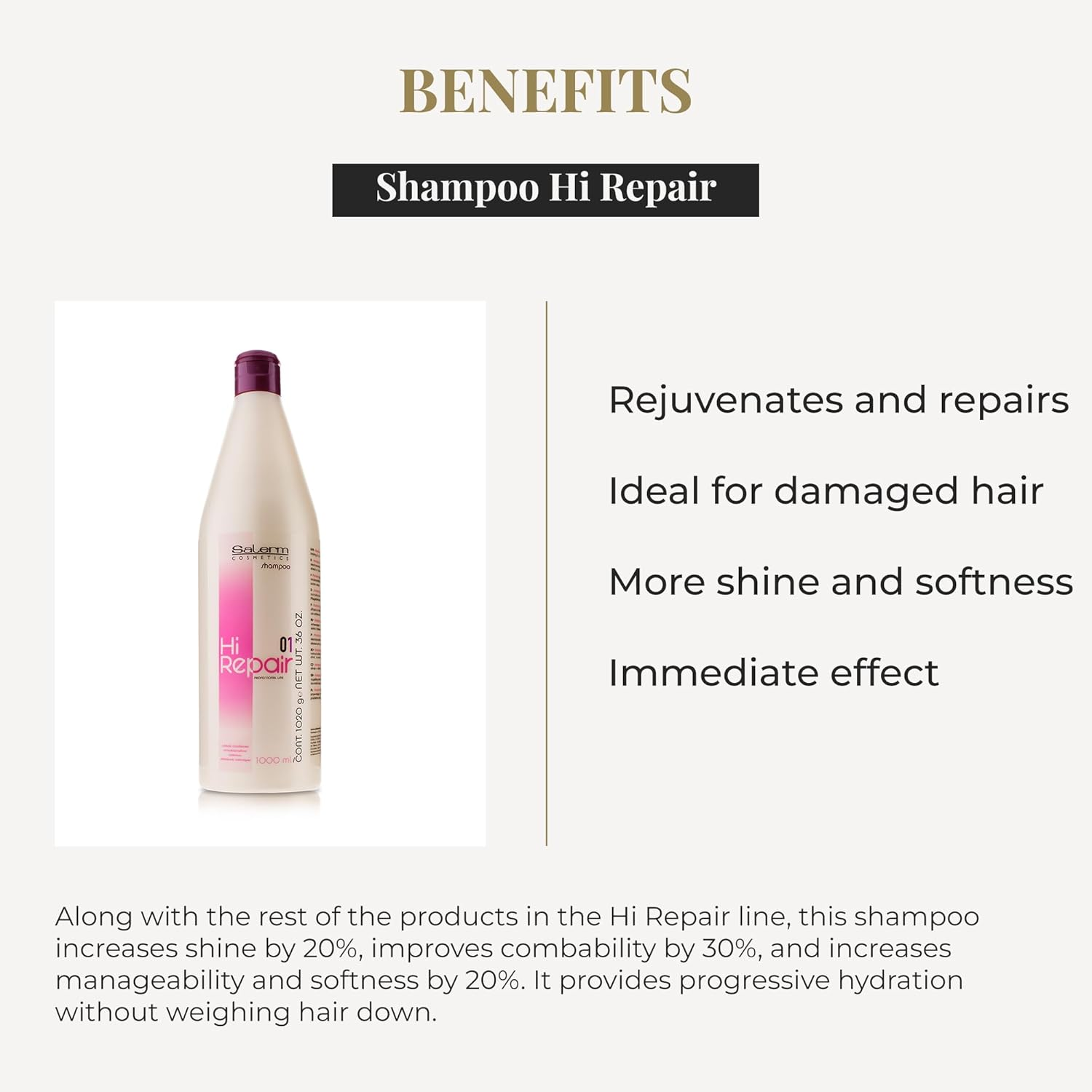 Salerm Cosmetics Hi-Repair Shampoo 1000Ml image number 1