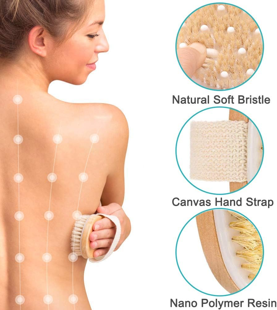 Bingobang Shower Brush for Exfoliating Skin,Wet Dry Body Brush with Long Wood Handle,Bath Back Cleaning Scrubber for Cellulite,Lymphatic Massage,Blood Circulation,Foot Exfoliate Soft Stiff Bristles image number 4