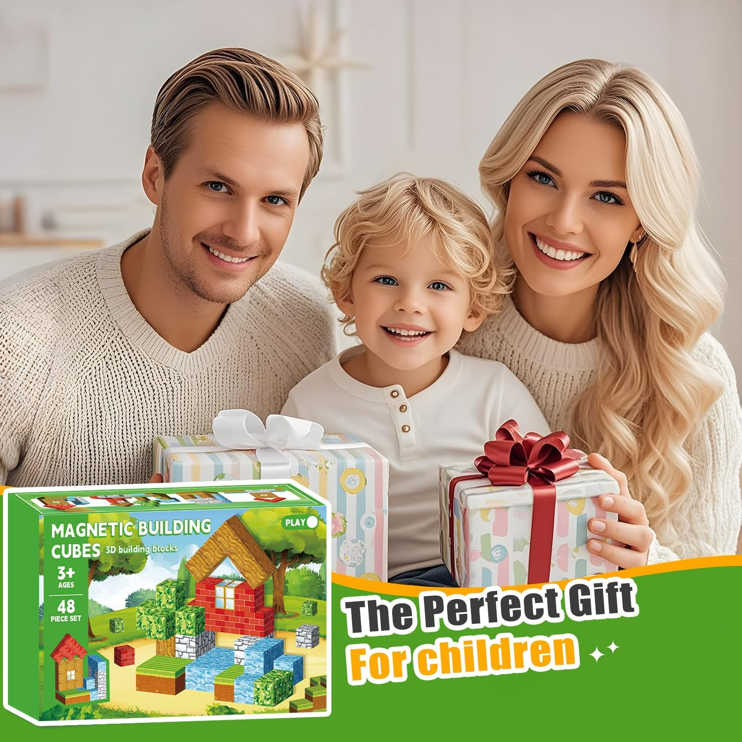 Magnetic Blocks Cubes 48PCS for Boys & Girls Age 3-4 4-5 6-8,STEM Montessori Sensory Toys for Toddlers for 3+ Years Old, Magnetic Construction Toys image number 6