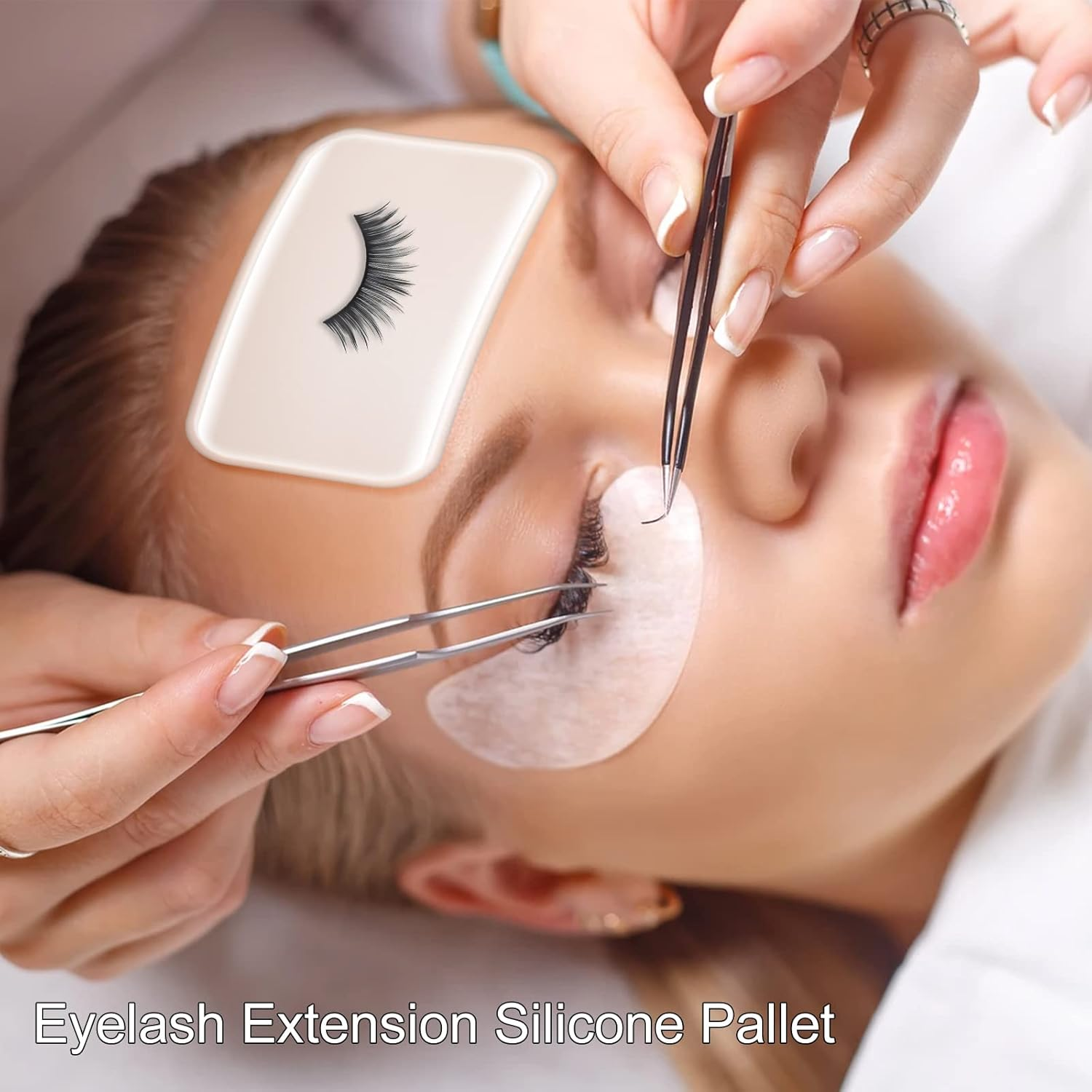 YEAJOIN 6PCS Silicone False Eyelash Holder Pads for Eyelash Extensions Loose Lash, Reusable Eyelash Extensions Tools, Transparent and Pink image number 2