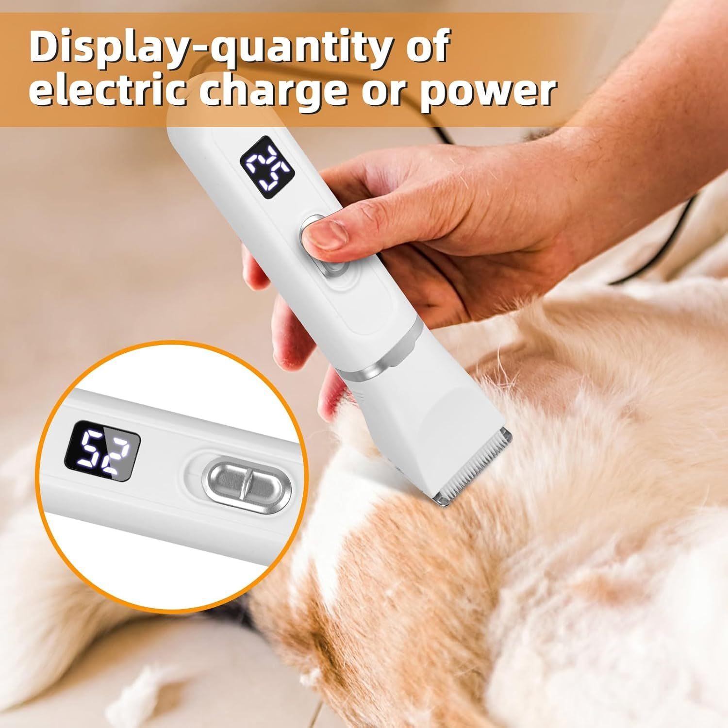 Dog Clipper, 4-In-1 Quiet Pet Hair Trimmer, Professional Clipper, Dog Cat with LED Display, Rechargeable Clipper, Dog Set for Dogs, Cats, Paws, Eyes, Ears, Face, Body image number 5