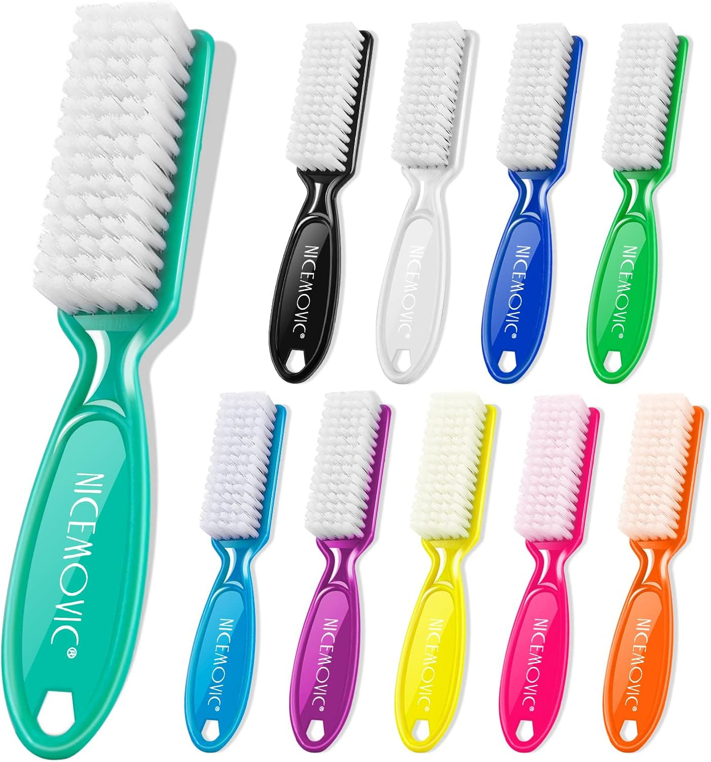 10 Pcs Handle Grip Nail Brush, NICEMOVIC Hand Fingernail Cleaner Brush Manicure Tools Scrub Cleaning Brushes Kit, Use for Toe and Nail Cleaning (Bright Colors) image number 3