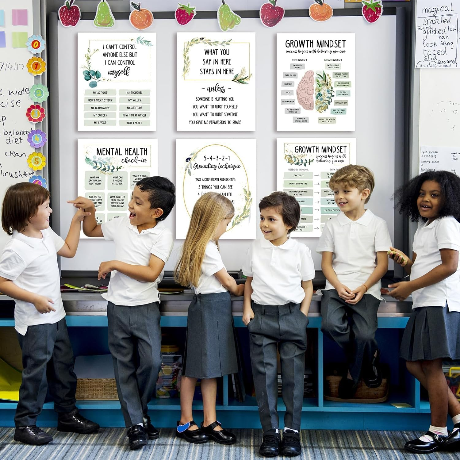 Growth Mindset Posters for Classroom Elementary-School Counselor Supplies Decor-Therapists Therapy Office Decor,Counseling Office Must Haves,Mental Health Inspirational Posters for Nursery Dorm Decor image number 6