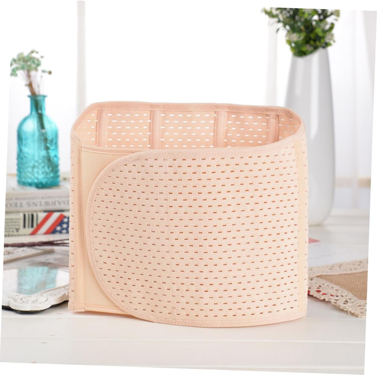 2Pcs Postpartum Belly Brace for Women Skin Friendly Breathable Abdominal Binder with Lumbar Support Elastic Maternity Belly Bands for Pelvic and Waist Slimming Beige image number 2
