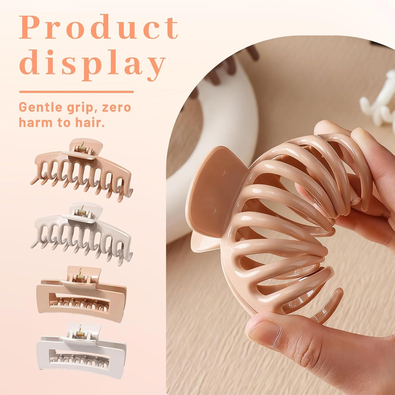 Xanthelle Hair Clips, 4 Pieces Hair Claws for Women & Large Hair Clips, Flexible Silicone Hair Clips, Duckbill Hair Claw, Non-Slip Claw Clips image number 3