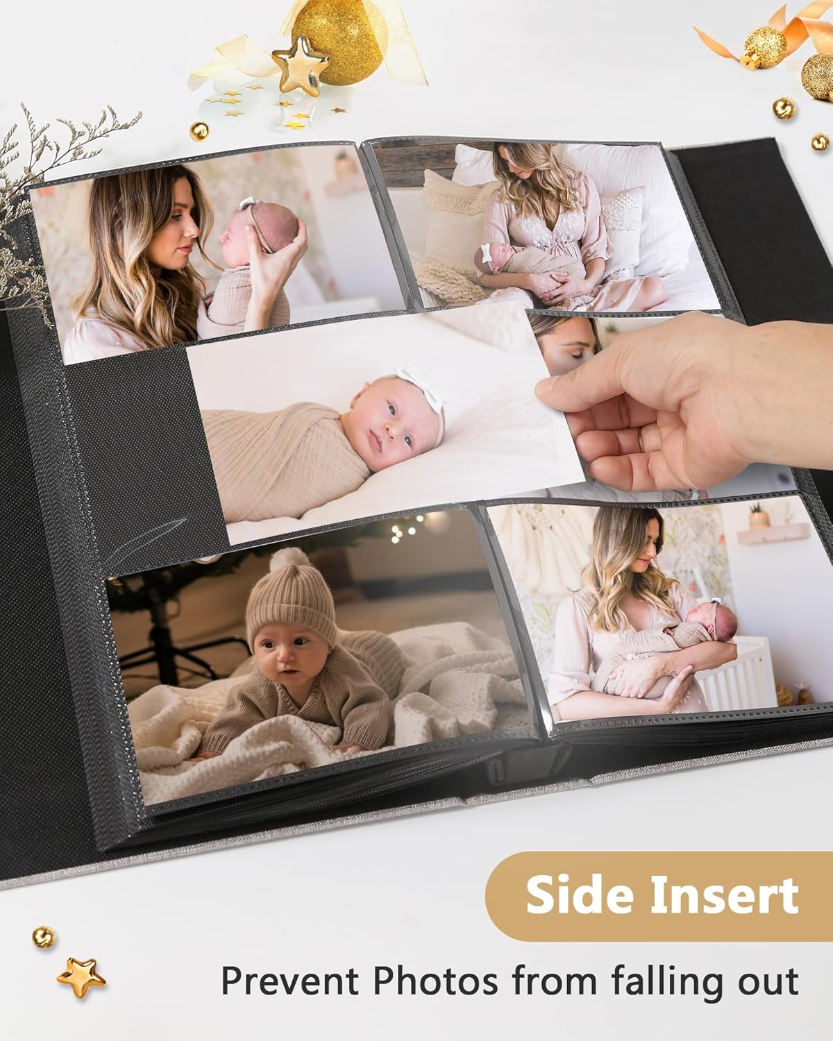 Yuforr Photo Album 6X4 Slip In, 300 Pockets Photos, Linen Photo Albums for Family Wedding Anniversary, Album Book Holds Landscape 10X15Cm Pictures-Gray image number 4