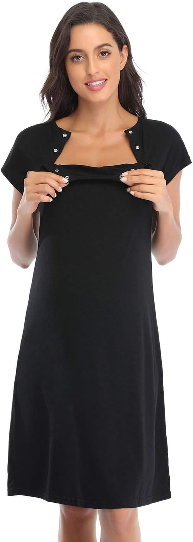 Soanhoo Women'S Maternity 3 in 1 Delivery Labor Nursing Nightgown Hospital Gown Sleepwear for Breastfeeding image number 6