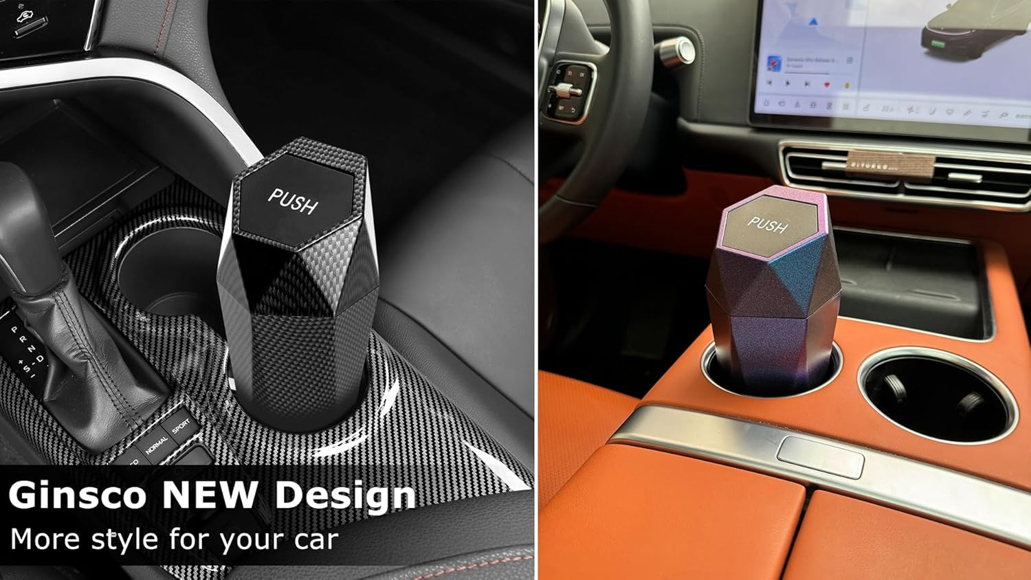 Ginsco Car Trash Can with Lid, 2 Pack Cup Holder Garbage Can for Car, Garbage Bin Cars Accessories for Interior, Leakproof Small Trash Bin, Mini Trash Can for Cars, Home, Bedroom, Office(Black) - 2, Blue image number 5