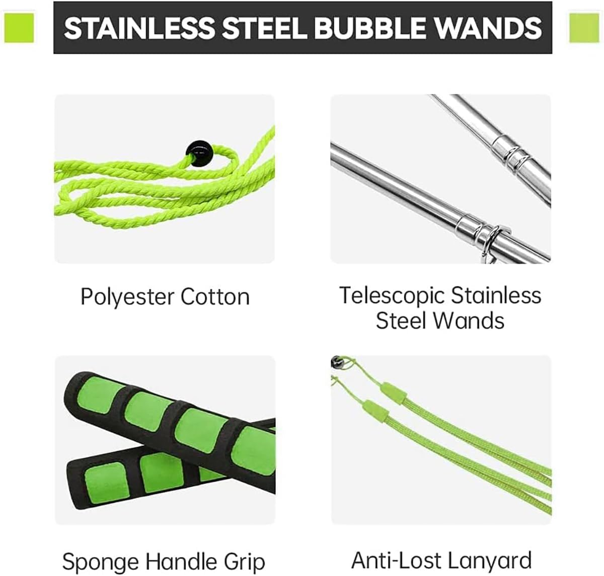 1.2 M Retractable Double-Bar Bubble Rope for Outdoor Performance | Stainless Steel Bubble Wands with 3 Different Ropes | Giant Bubble Maker for Kids & Adults image number 1