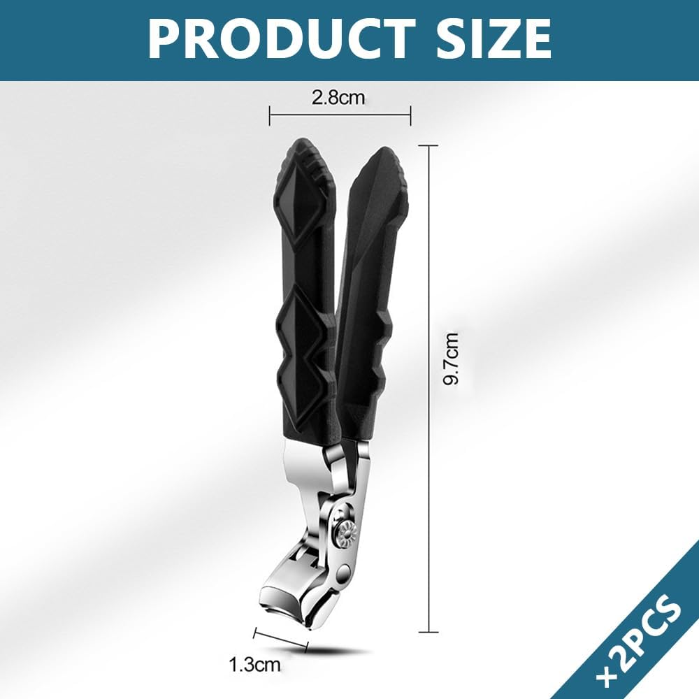 HYAVIA Long Handle Pro Toenail Clippers, 2025 New Nail Clippers for Seniors Nail Clippers for Thick Toenails, Wide Jaw Opening Toe Nail Cutter Curved Toenail Clippers for Senior Men Women (2PCS)