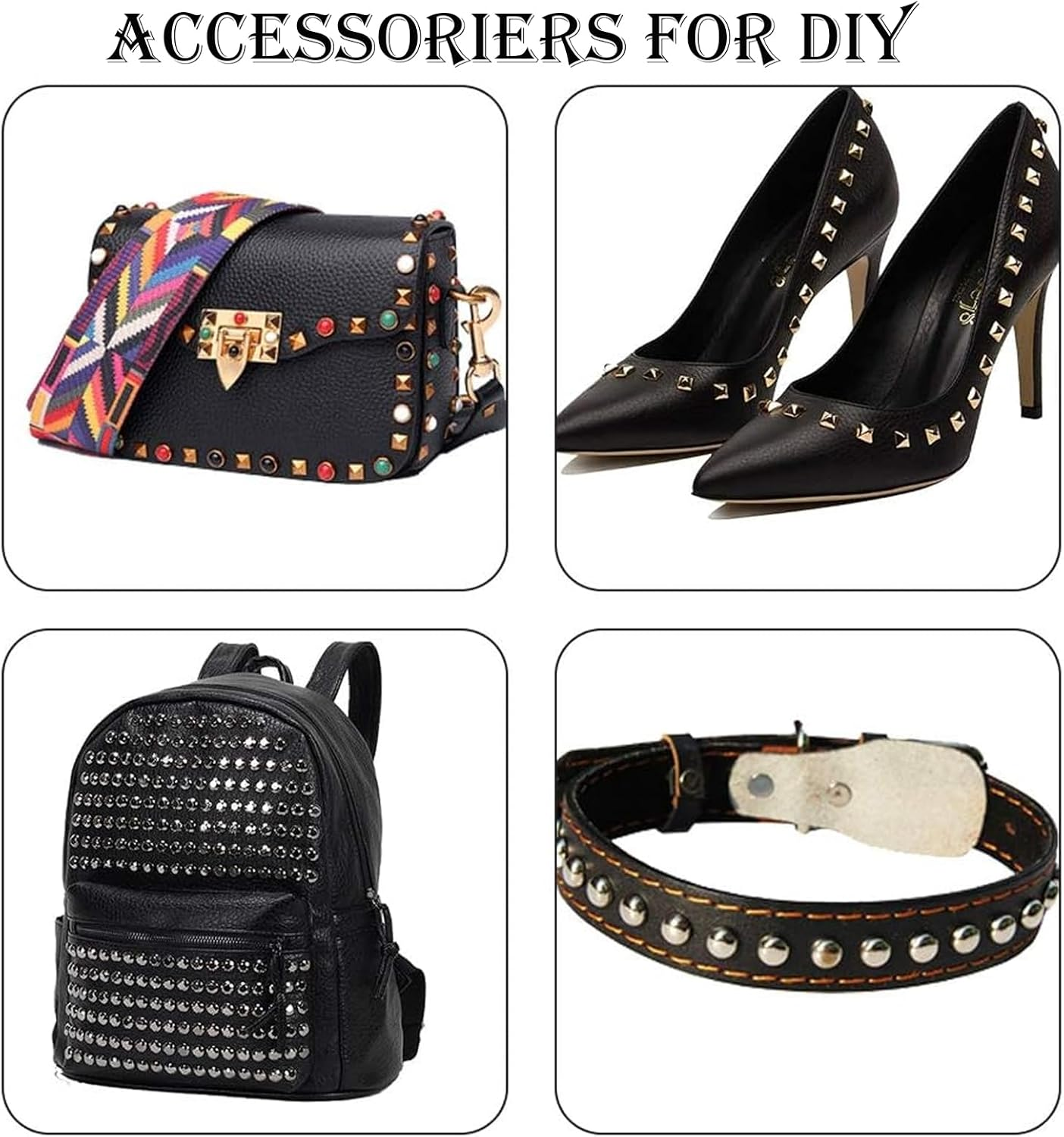 240 Sets of Leather Rivets with Punch Pliers and Fixing Tools,Leather Rivets Double Cap Rivets Tubular Metal Rivets Leather Rivets Bag,Clothing,Shoes,Leather Craft (4 Colors and 3 Sizes) image number 2