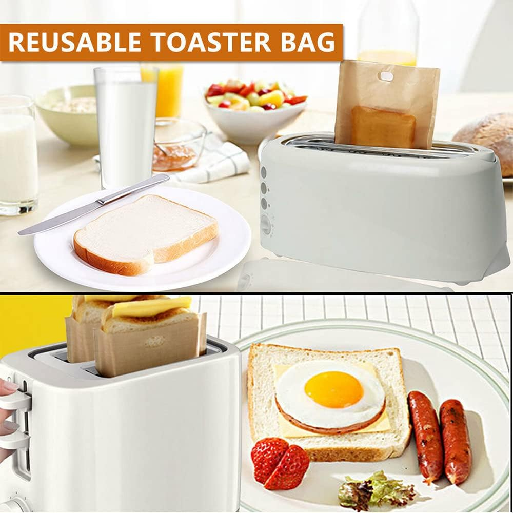 10PCS Reusable Toaster Bag Gluten Free Bread Bag Sandwich Toasting Brown Bags AU image number 6