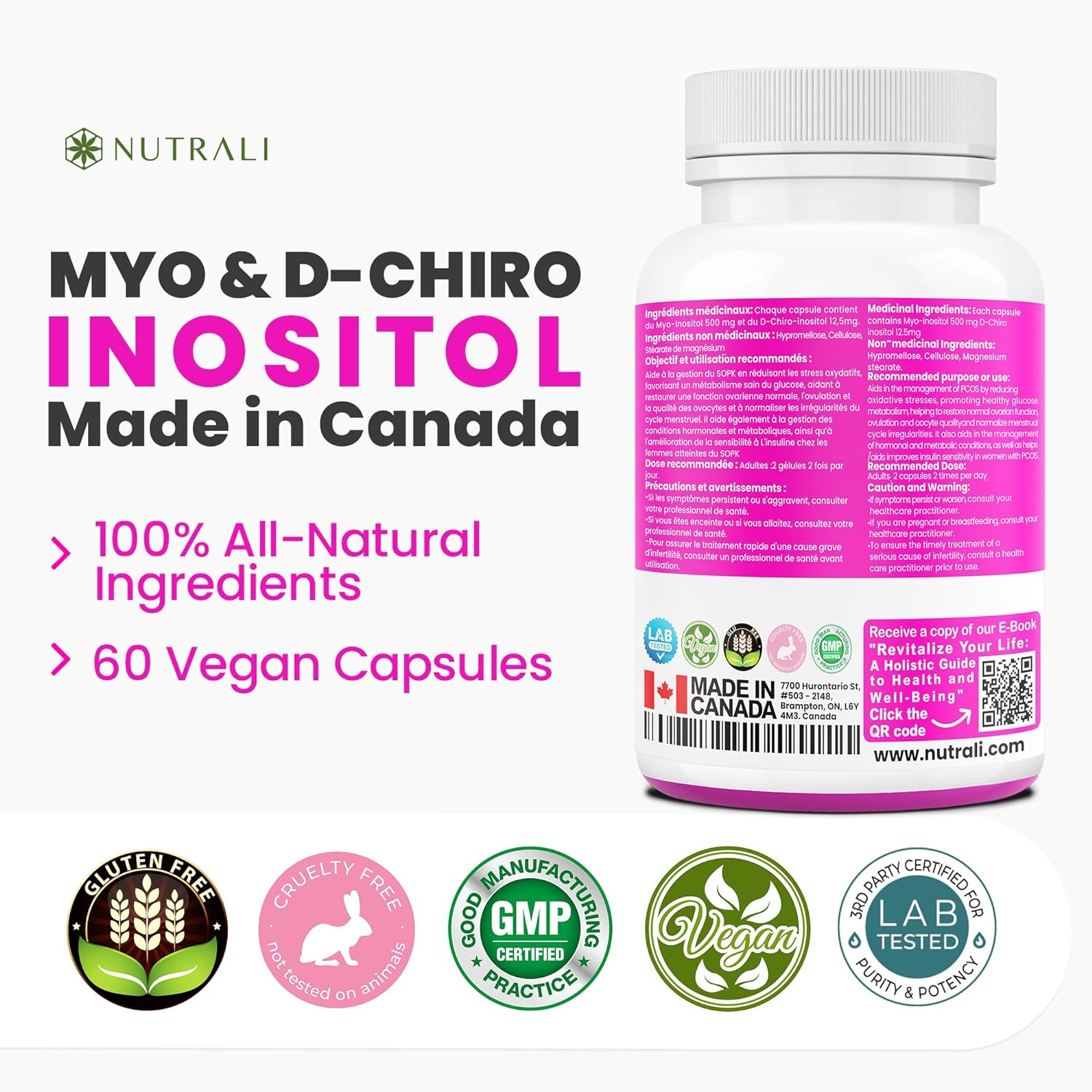 New HIGHEST POTENCY 1000Mg per Serving Myo-Inositol D-Chiro Inositol 40:1 (2 Capsules per Serving), PCOS Management, Improved Ovarian Function, Regulate Menstrual Cycle. Fast Acting, Non-Gmo, Vegan, Gluten Free. 60 Easy to Swallow Capsules. image number 3
