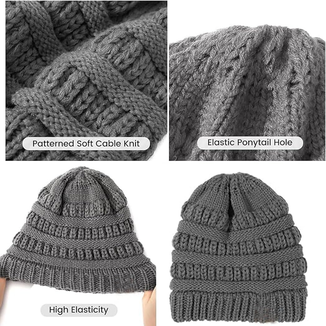 Idopick Satin Lined Winter Beanie Hat for Men Women, Warm Knit Hat Breathability & Elasticity Snow Cap Hat for Cold Weather image number 2