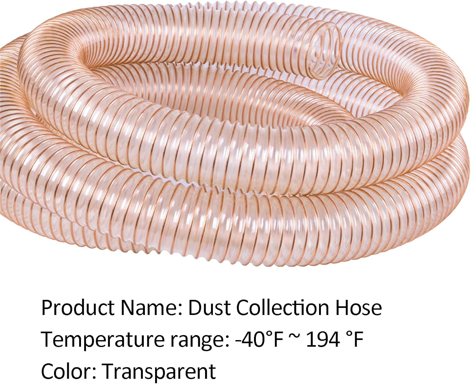 Acbbmns Clear PU Polyurethane Dust Collection Hose 4 Inch 9.8FT Heavy Duty Flexible Ducting Hose Air Exhaust Pipe Vent Hose (9.8FT / 3 Metres) image number 6