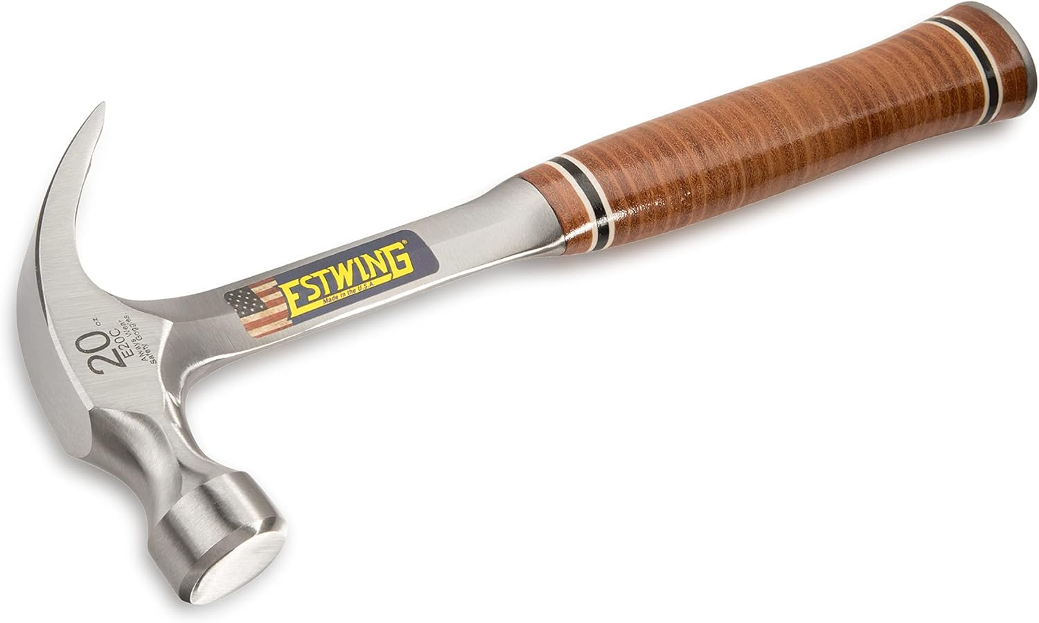 Estwing E20C 20 Oz Curved Claw Hammer with Smooth Face & Leather Grip image number 5